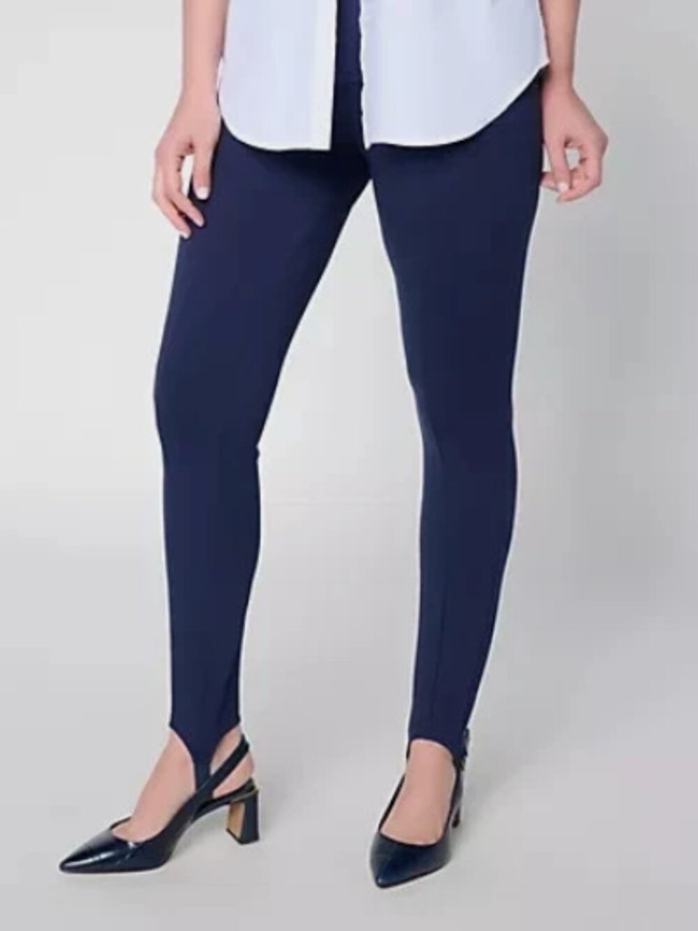 Belle by Kim Gravel Ponte Seam Front Stirrup Pants-Twilight-Petite 8-NEW-A733259